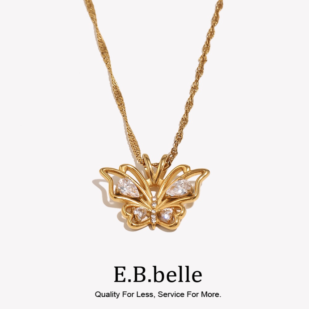 Butterfly Clasp Deployant - E.B.belle Jewelry Edelstahl 18K vergoldet 3A