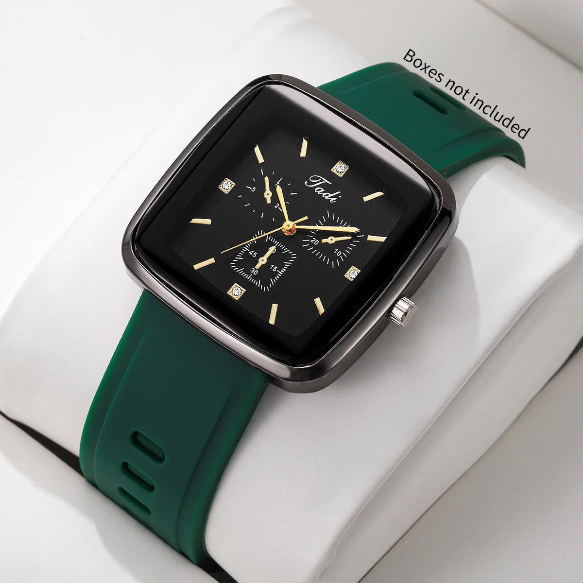 Silicone Band Women - Modische Damen-Quarzuhr mit Strasssteinen, quadratisches Zifferblatt,